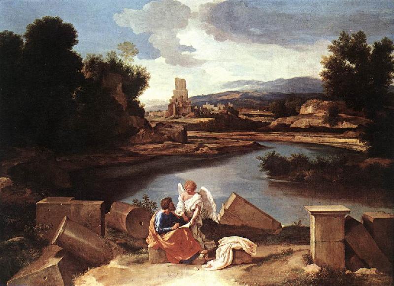 Nicolas Poussin Landscape with St Matthew and the Angel France oil painting art